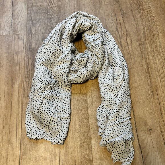 ZARA | Scarf | White with Black Dots - Picture 1 of 3